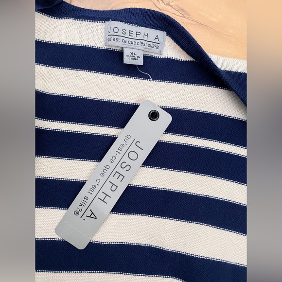 Joseph A. Open Drape Striped Blue White Cardigan Soft Stretch Comfort Sweater XL - Picture 7 of 9